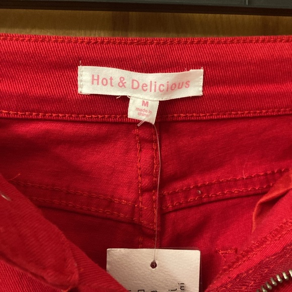 NWT Hot & Delicious Red Flare Bottom Jeans - Picture 2 of 7